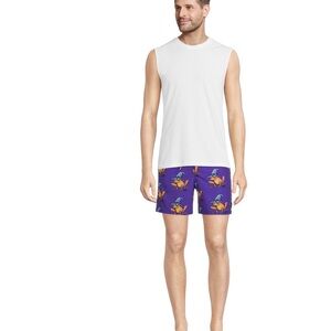Neff Men's Frog Magic Graphic Swim Shorts in purple with an orange